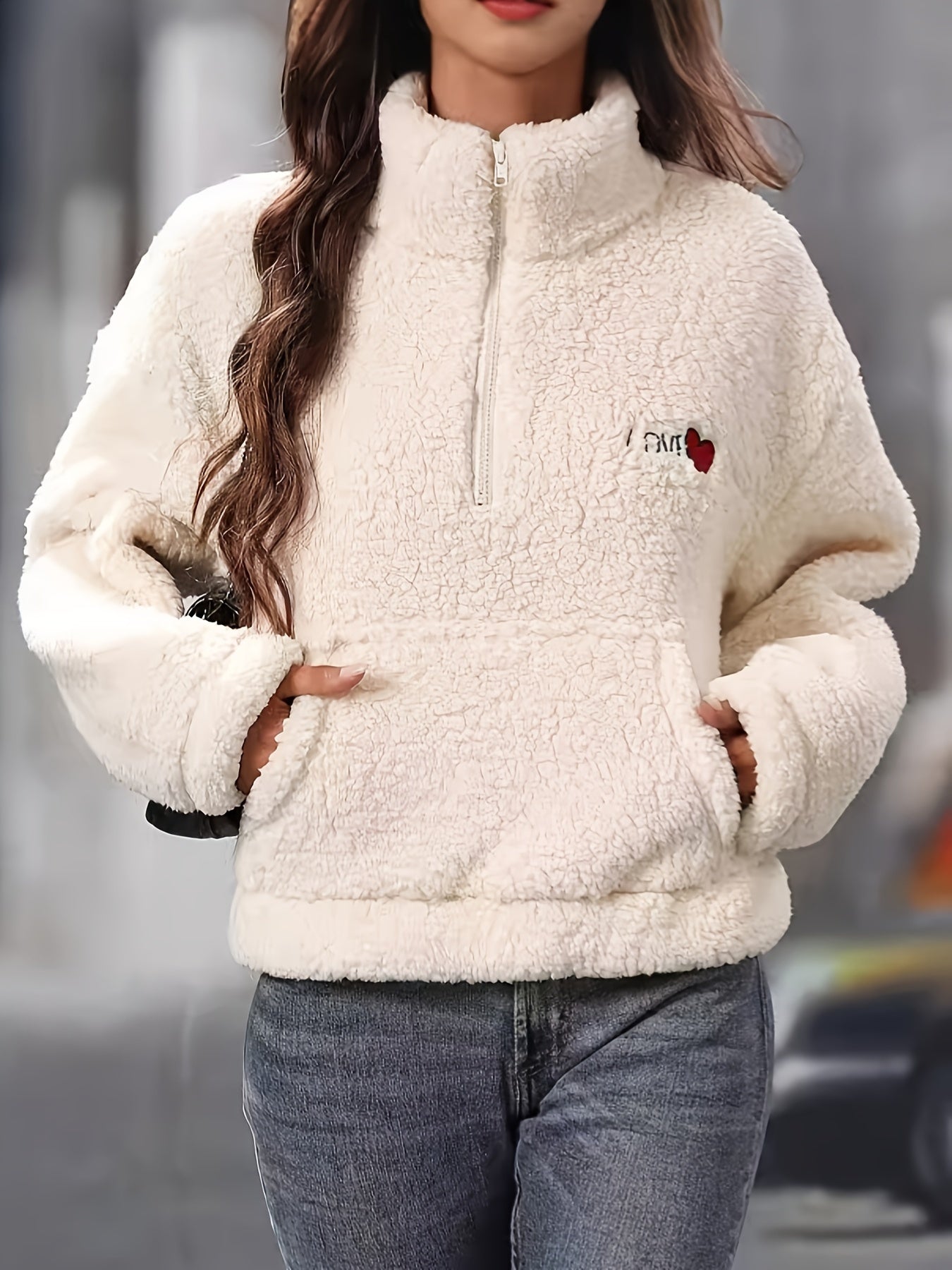 Krohn-e | Leichtgewicht Teddy Pullover mit Reißverschluss Polyester Weich und Warm