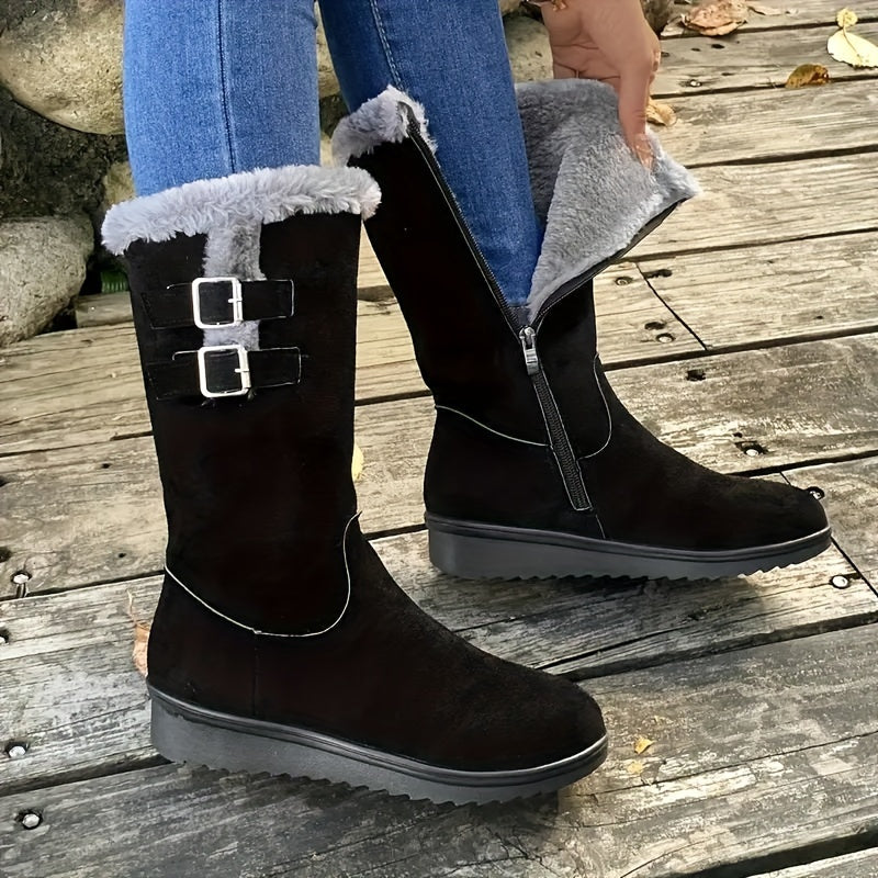 Krohn-e | Verstärkte Samt Mittelrohr Schnee Stiefel