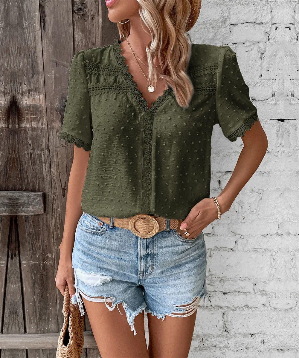 Elegante Damenbluse mit V-Ausschnitt von Bonafita Margje