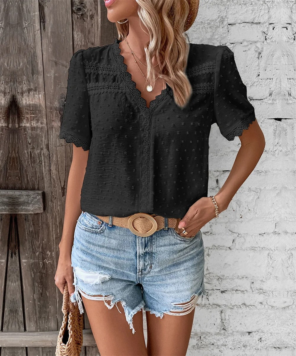 Elegante Damenbluse mit V-Ausschnitt von Bonafita Margje