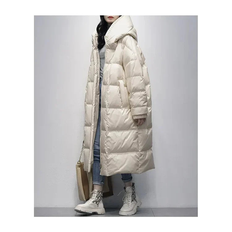 Krohn-e | Lange Pufferjacke mit Daunenumhang