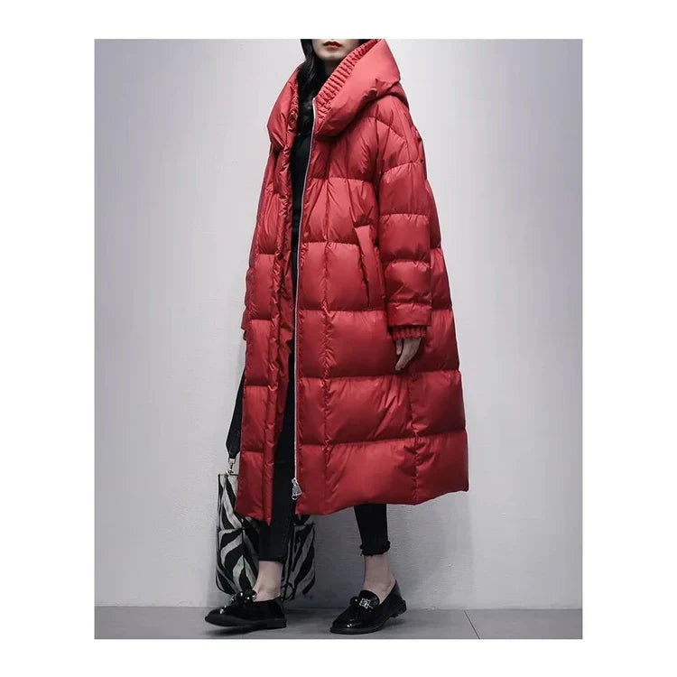 Krohn-e | Lange Pufferjacke mit Daunenumhang