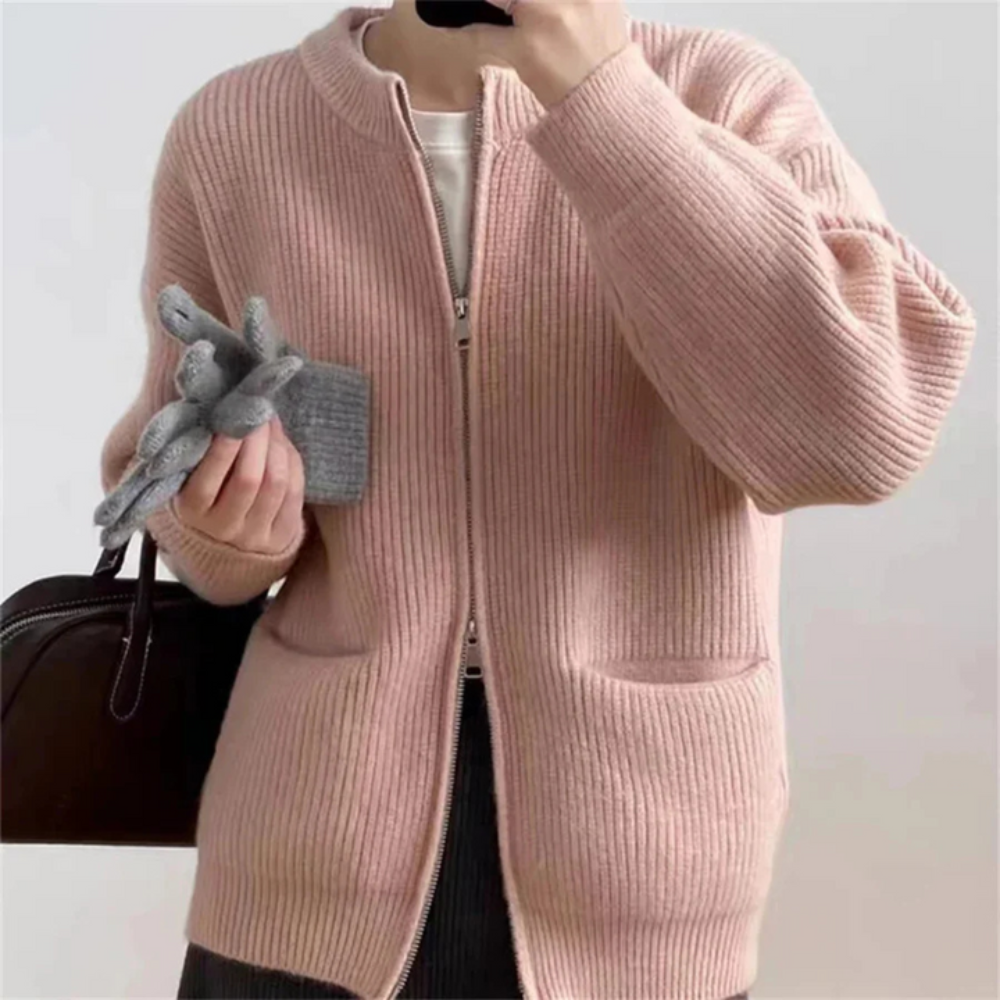 Krohn-e | Reißverschluss-Cardigan für Damen in Übergröße Komfort