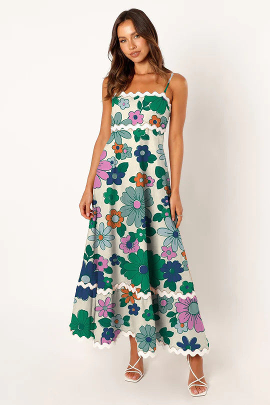 Fudus Einfarbiges Spitzen-Trägeroberteil-Kleid