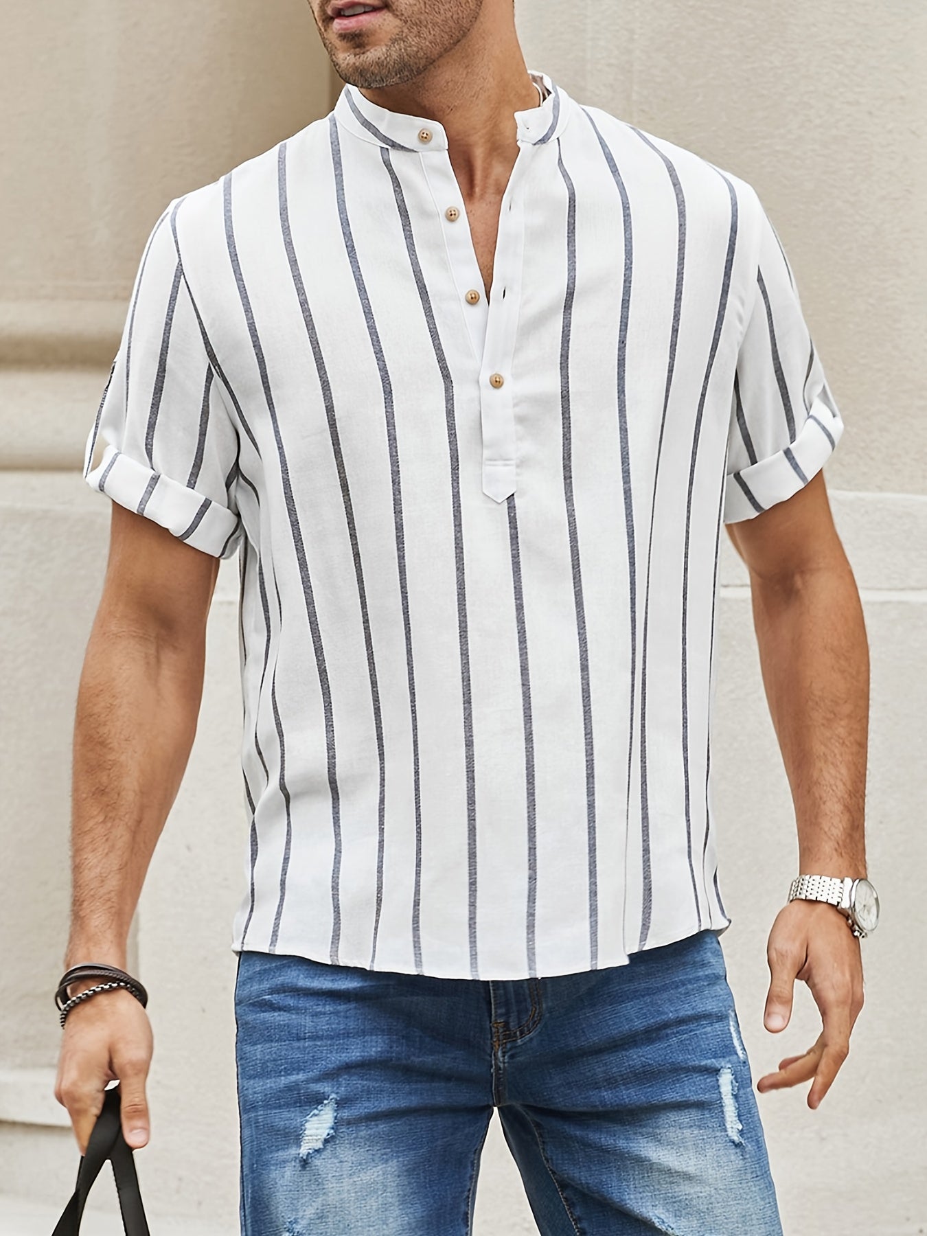 Herren Kurzarmhemd im klassischen Streifendesign