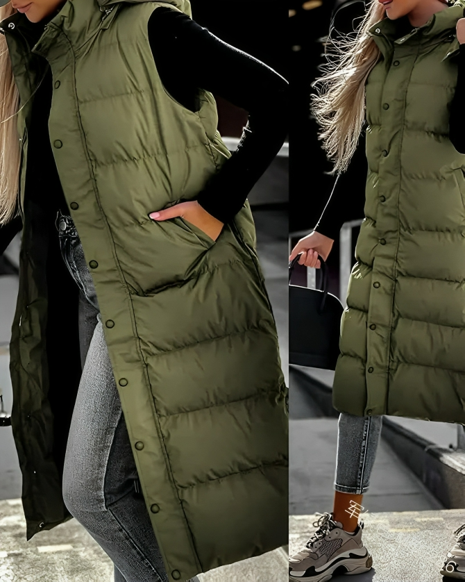 Krohn-e | Damen Ärmelloser Langer Gepolsterter Parka Mit Stilvoller Passform