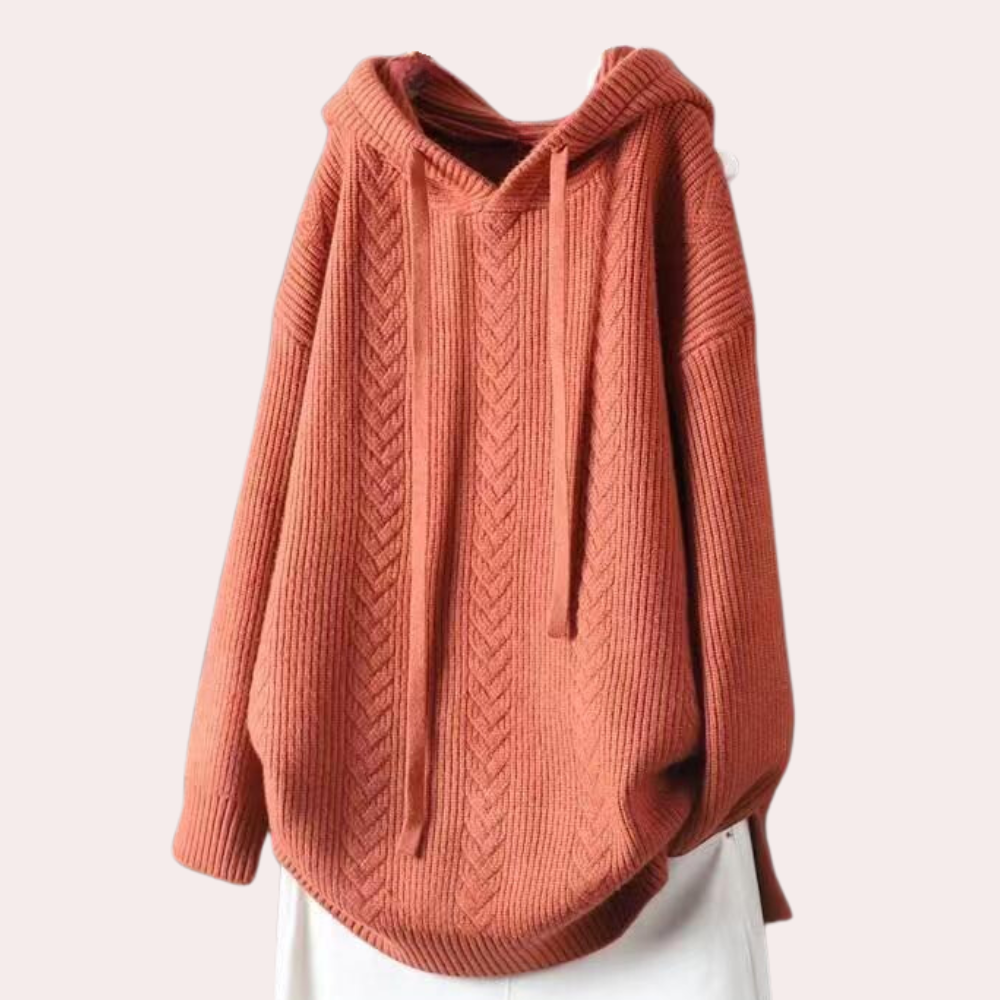 Frauen-Kapuzenpullover aus Zopfmuster von Fudus