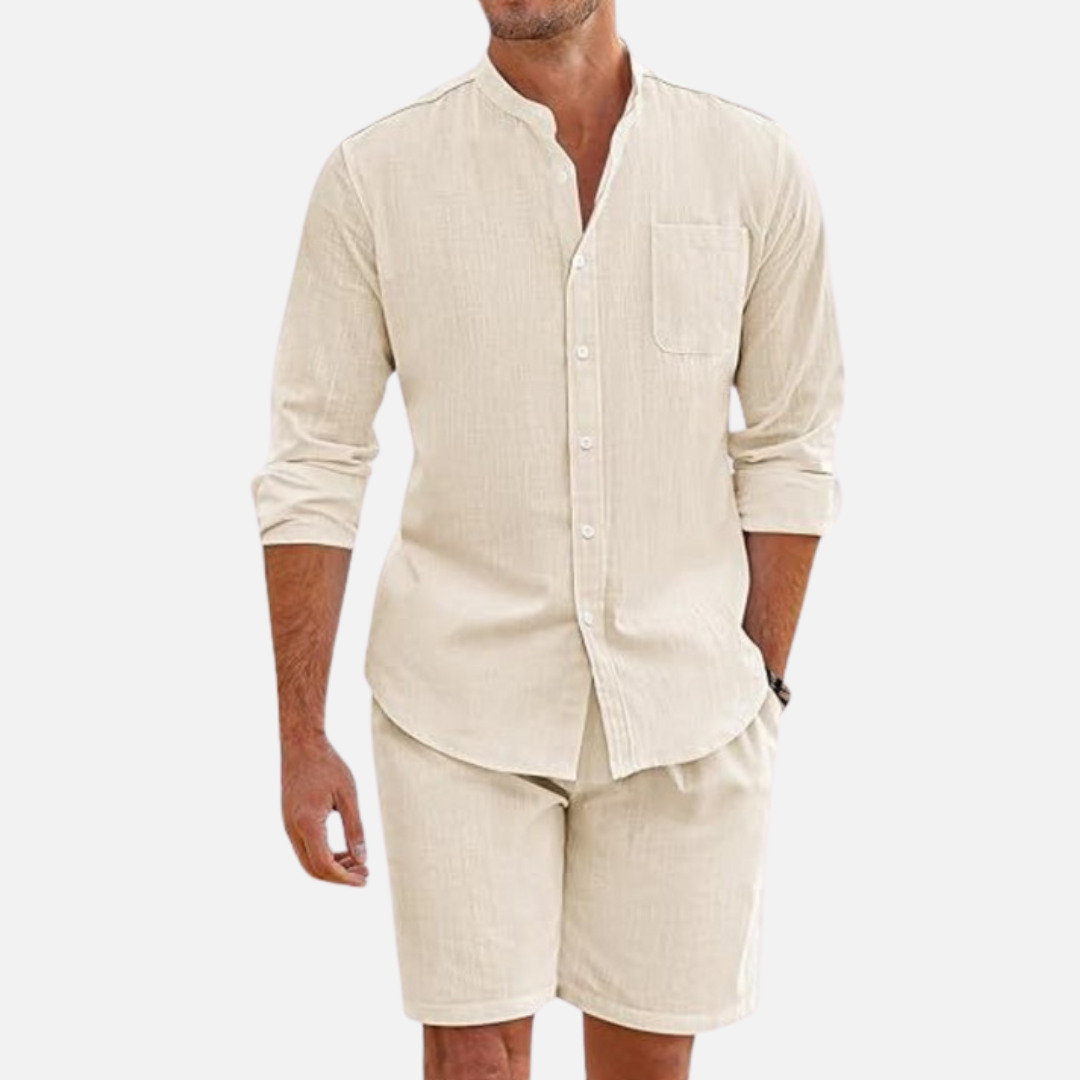Dorian | Herren 2-teiliges Stehkragen Sommer Set