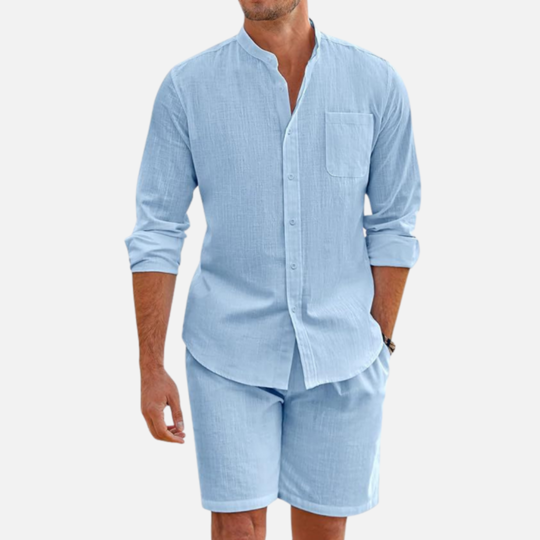 Dorian | Herren 2-teiliges Stehkragen Sommer Set