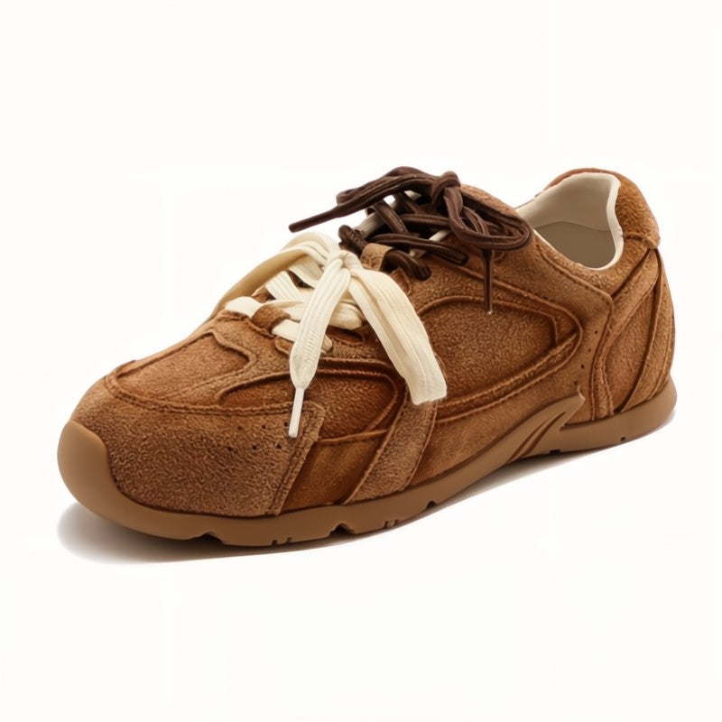 KROHN-E Damen Sneakers Wildleder-Optik Doppelschnürung