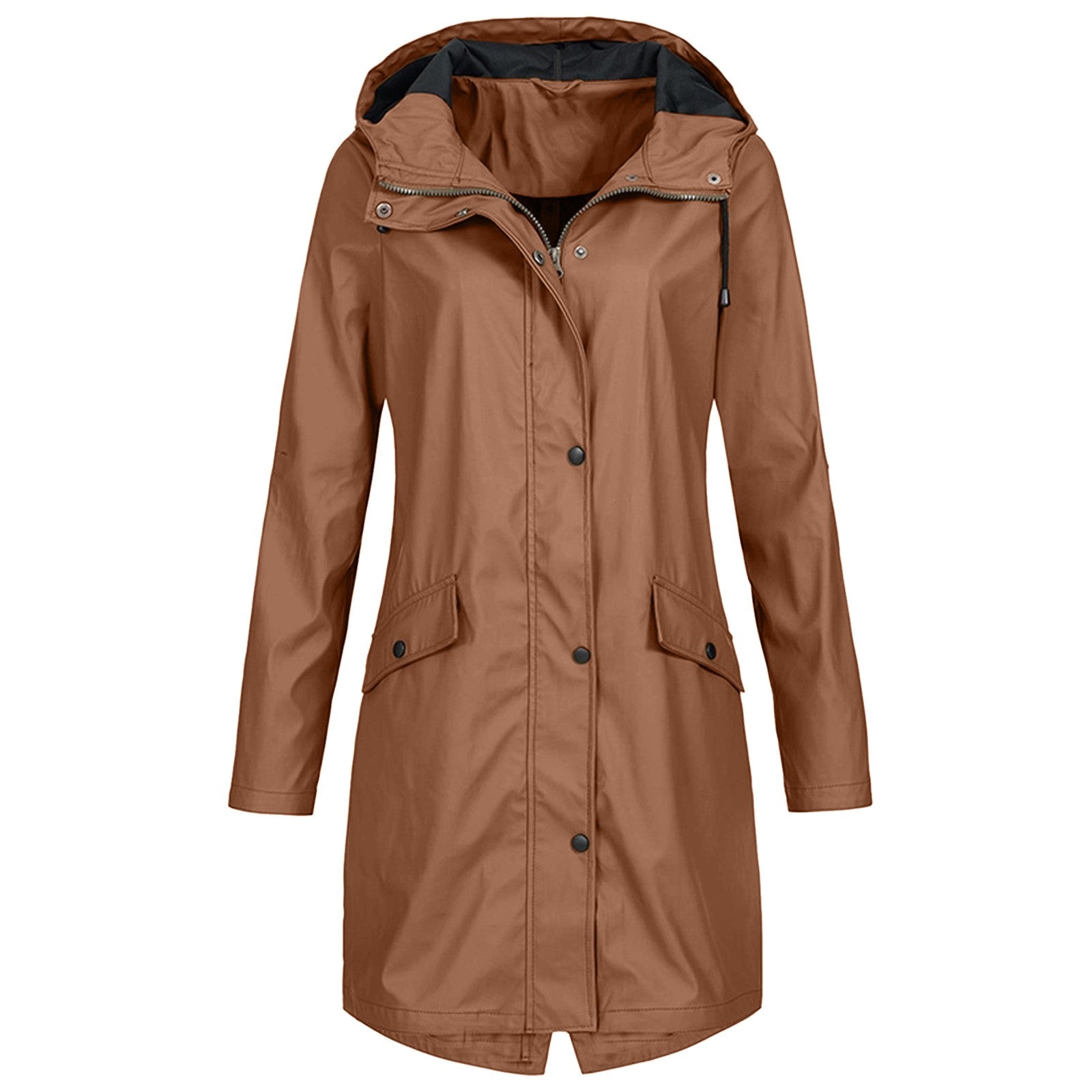 Krohn-e | Regenjacke - Wasserabweisend - Mit Kapuze - Mittellang - Taillierte Passform