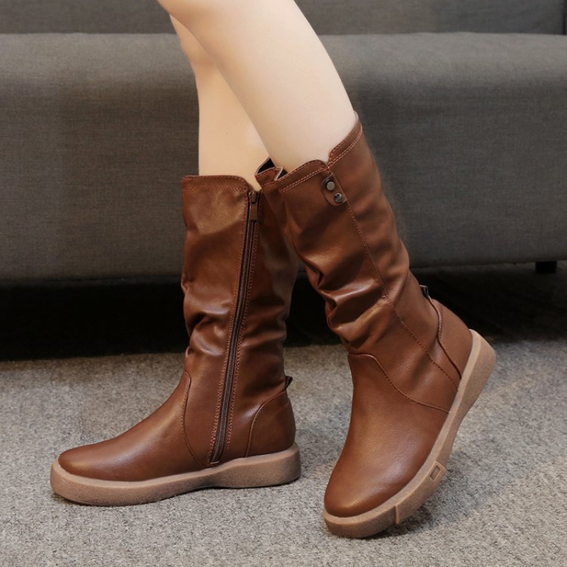 KROHN-E Wasserdichte Vegan-Leder Stiefel Reißverschluss