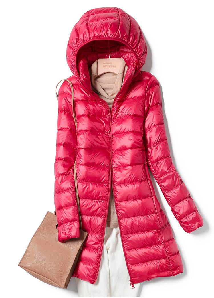 Krohn-e | Puffer Coat - Gequiltete Mittellange - Kapuzenleichte Warme Jacke
