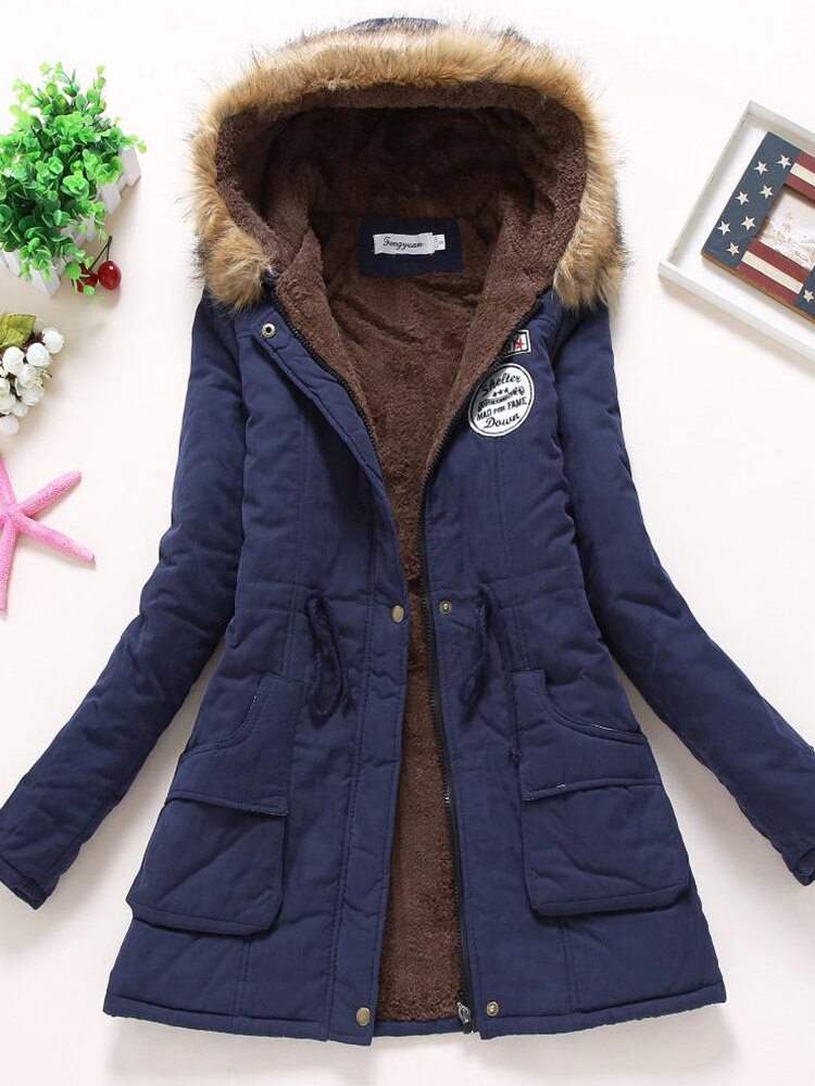 Krohn-e | Parka Jacke - Warme Fütterung - Kapuze mit Pelzbesatz - Reißverschluss & Knöpfe - Verstellbare Taille