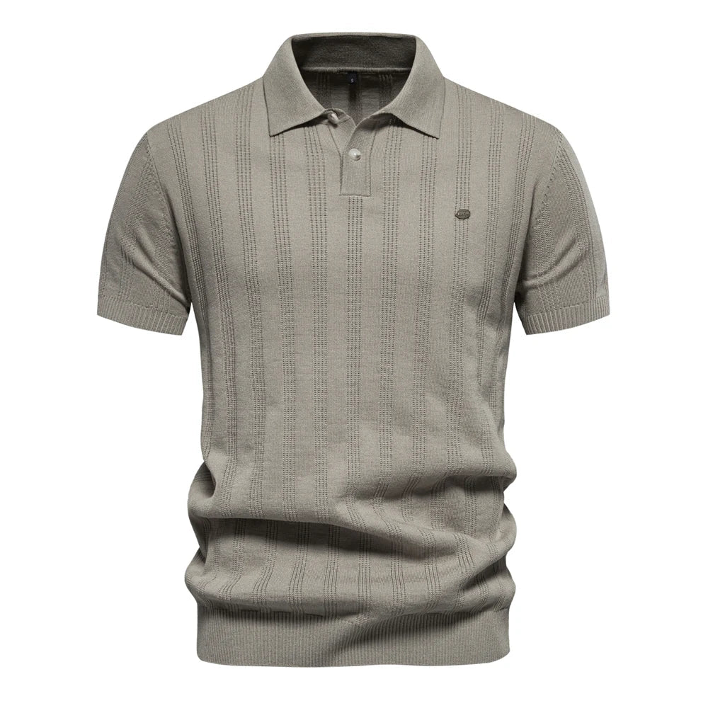 Anton | Herren Strick Poloshirt Kurzarm mit Streifen