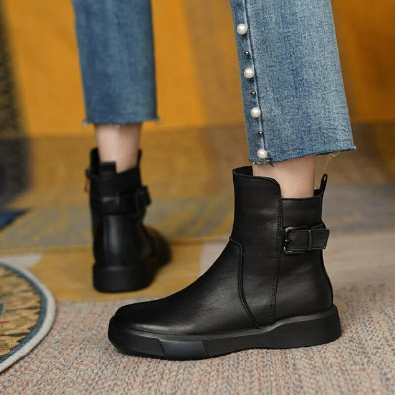 Damen-Lederstiefeletten Belladonna