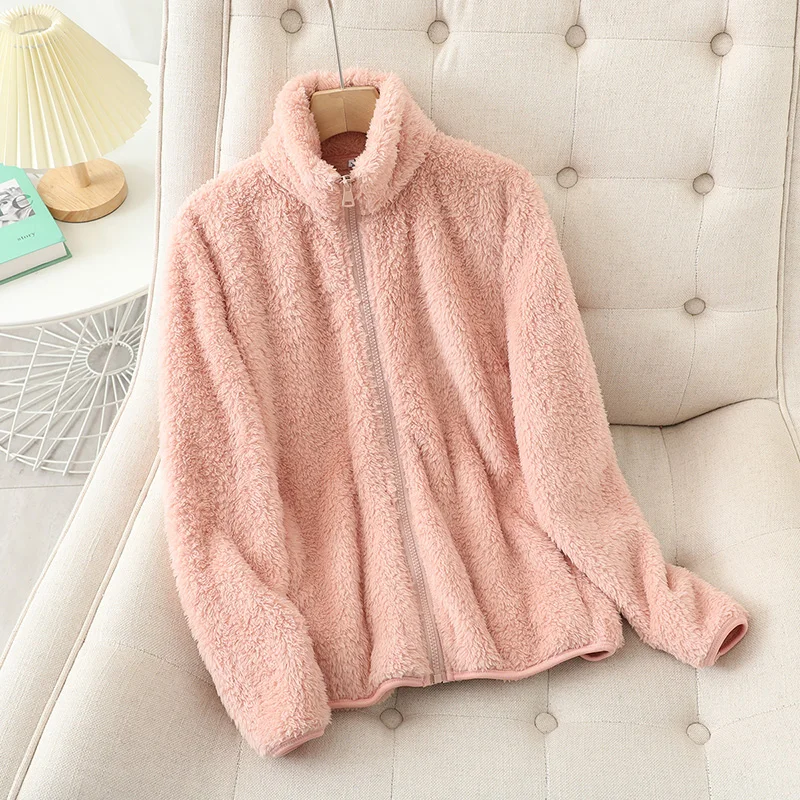 Krohn-e | Weiche Damen Teddyjacke mit Reißverschluss und Hohem Kragen