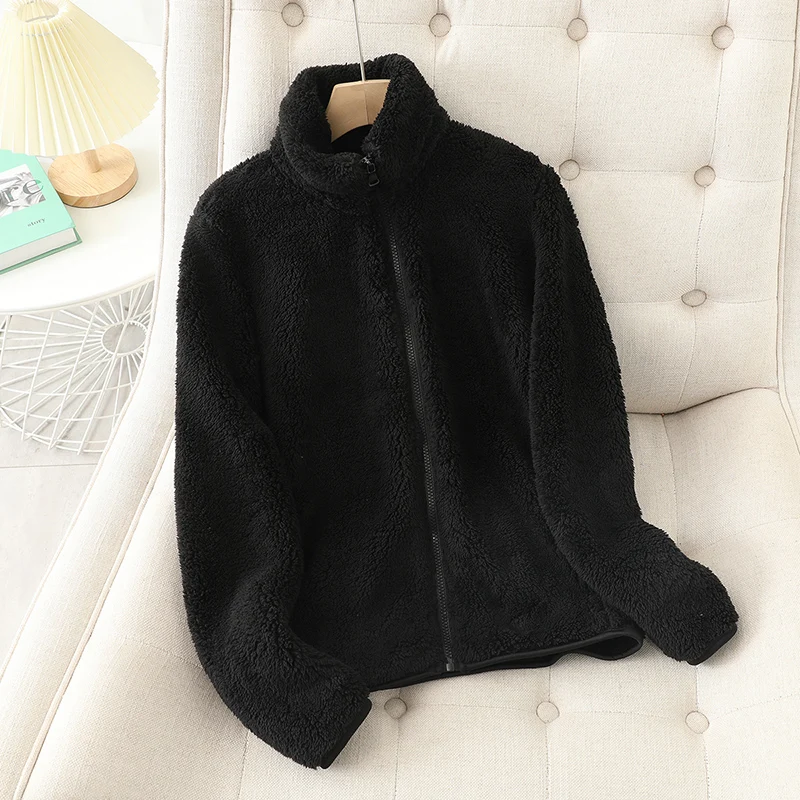 Krohn-e | Weiche Damen Teddyjacke mit Reißverschluss und Hohem Kragen