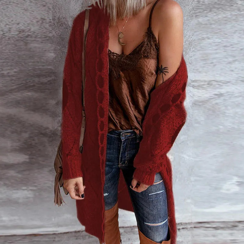 Krohn-e | Eleganter Strickpullover mit Kapuze Im Weinlese Stil