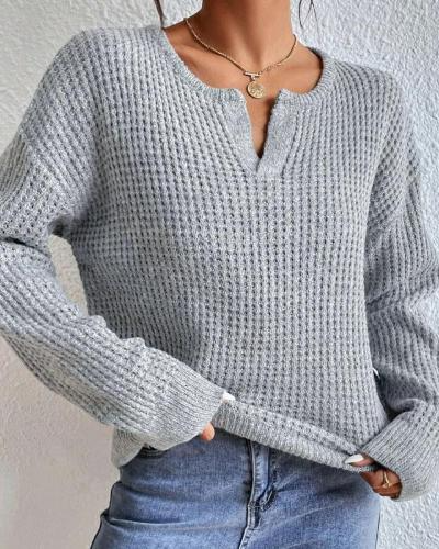 Krohn-e | Bequemer Damenpullover mit V-Ausschnitt und Wollmischung