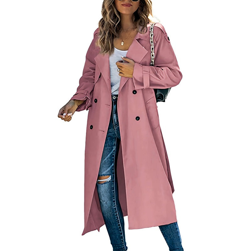Krohn-e | Damen Trenchcoat mit Gürtel und Doppelten Knöpfen