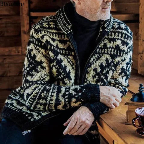 Krohn-e | Wärmer und Bequemer Vintage Strickpullover für Männer