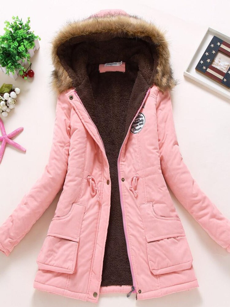 Krohn-e | Parka Jacke - Warme Fütterung - Kapuze mit Pelzbesatz - Reißverschluss & Knöpfe - Verstellbare Taille