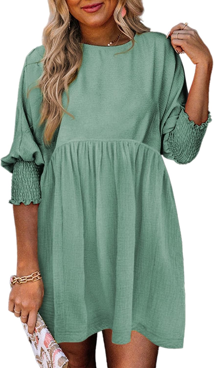 KROHN-E Damen Sommerkleid Raffung Verstellbare Träger Leicht