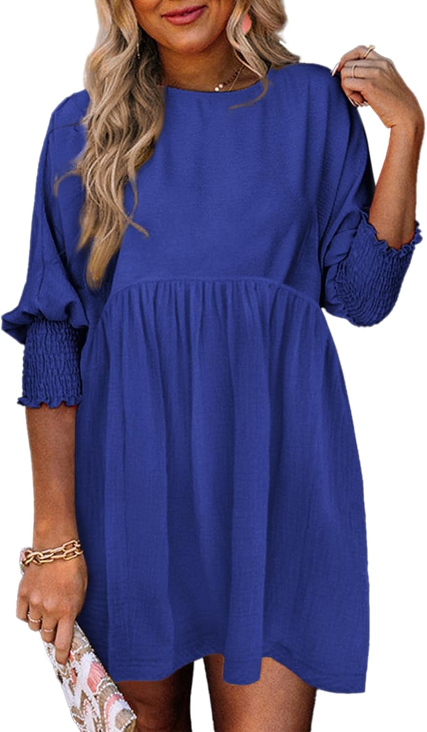 KROHN-E Damen Sommerkleid Raffung Verstellbare Träger Leicht