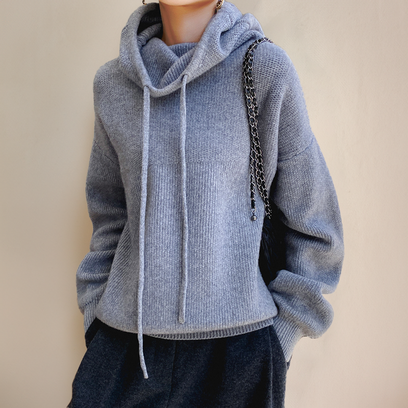 Krohn-e | Strickpullover Hoher Kragen mit Schnüren Lässige Passform