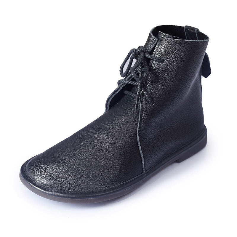 KROHN-E Damen Schnürstiefel Klassisch Komfort Braun