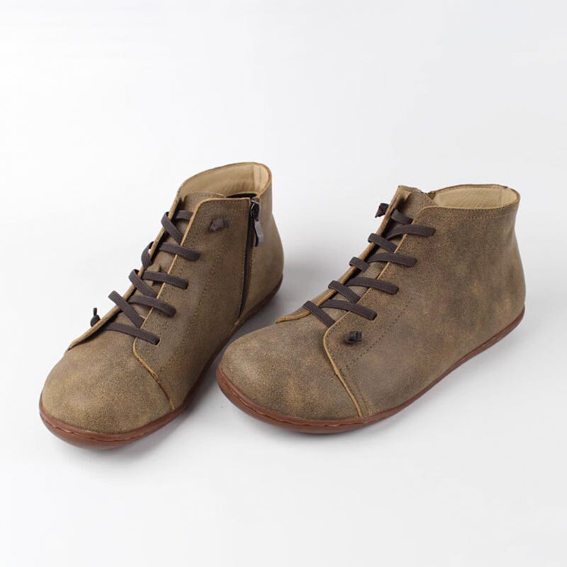 KROHN-E Damen Ankle-Boots Reißverschluss Schwarz