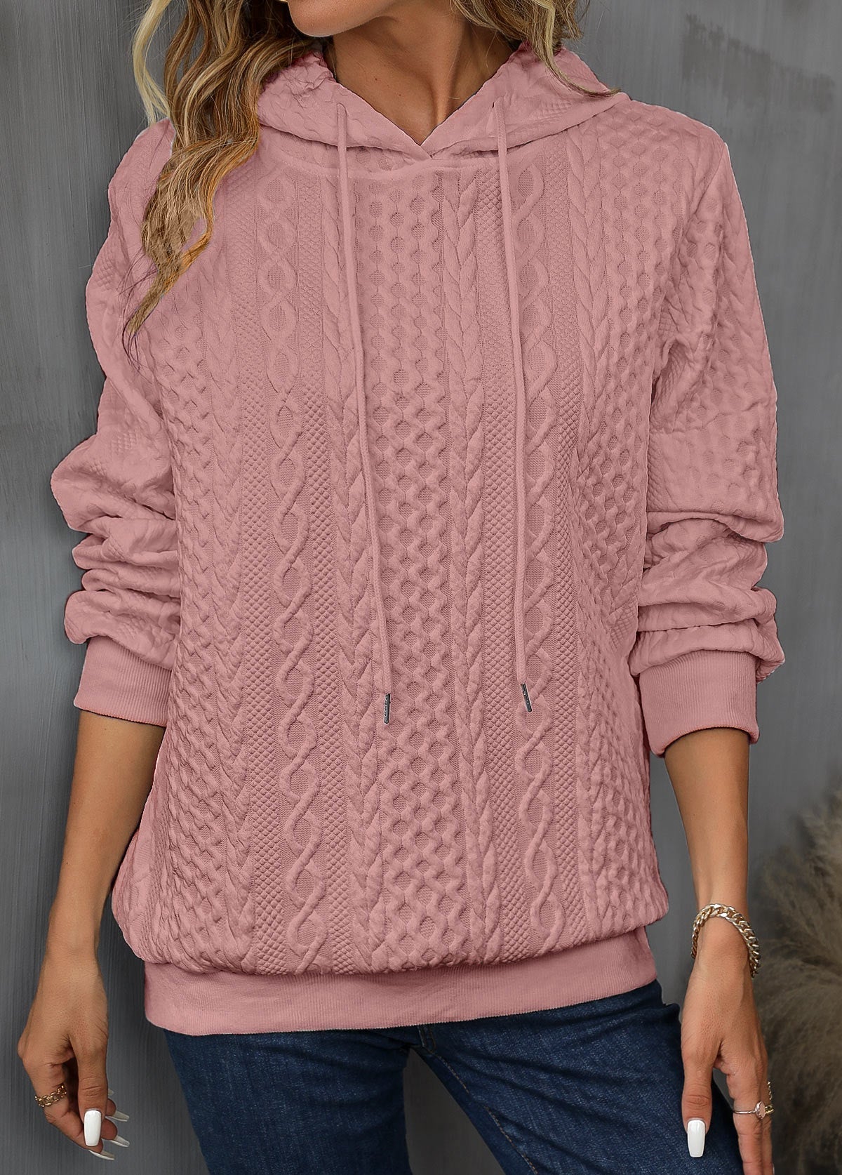 Frauen Kapuzenpullover mit Kordelzug und langen Ärmeln von Fudus