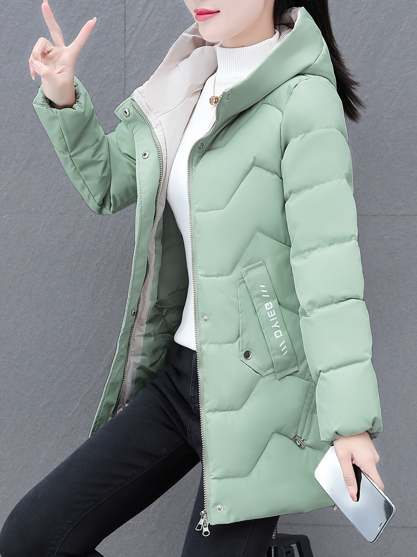 Krohn-e | Langes, lässiges Damen-Daunenjacke mit Kapuze