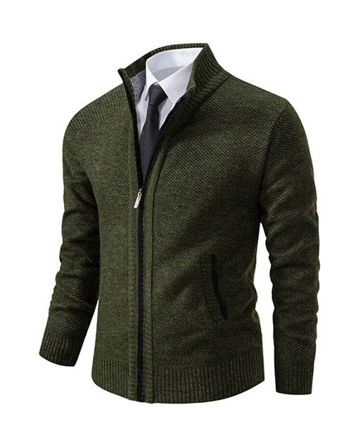 Herrenstrickjacke Aidan: robust, mit Stehkragen