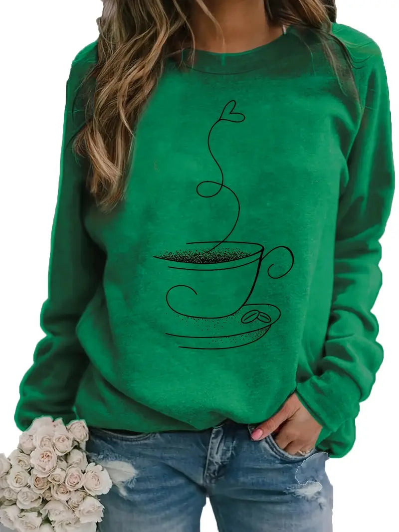 Sweatshirt with Coffee Graphic by Fudus