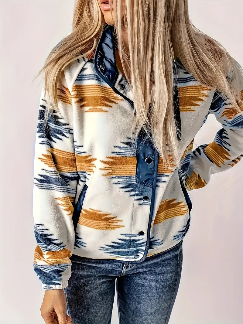 Krohn-e | Aztekmuster Jacke mit Knopfverschluss
