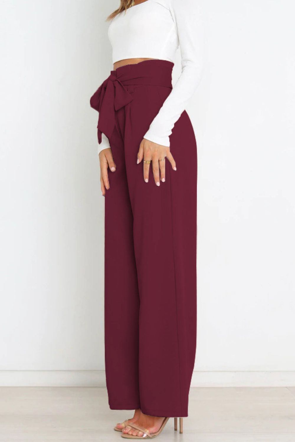 Krohn-e | Hohe Taille Paperbag Hose mit Schleifendetail