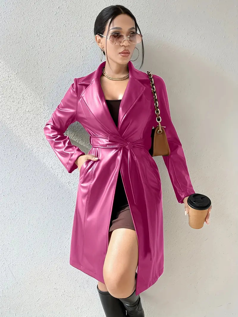 Elliven Urban Luxe: Lange, offene, lässige Jacke aus festem Stoff mit Revers