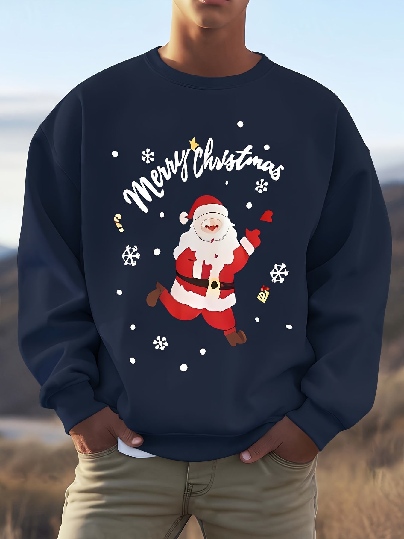 Krohn-e | Sweatshirt mit Weihnachtsmotiv Baumwolle Frohe Weihnachten Design