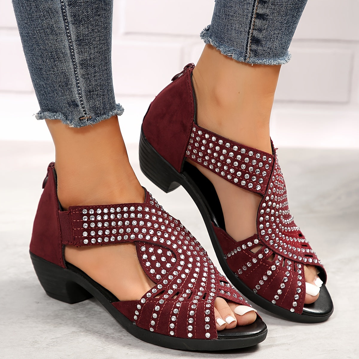 KROHN-E Damen Sandalen verstellbar Schnallenverschluss gepolstert