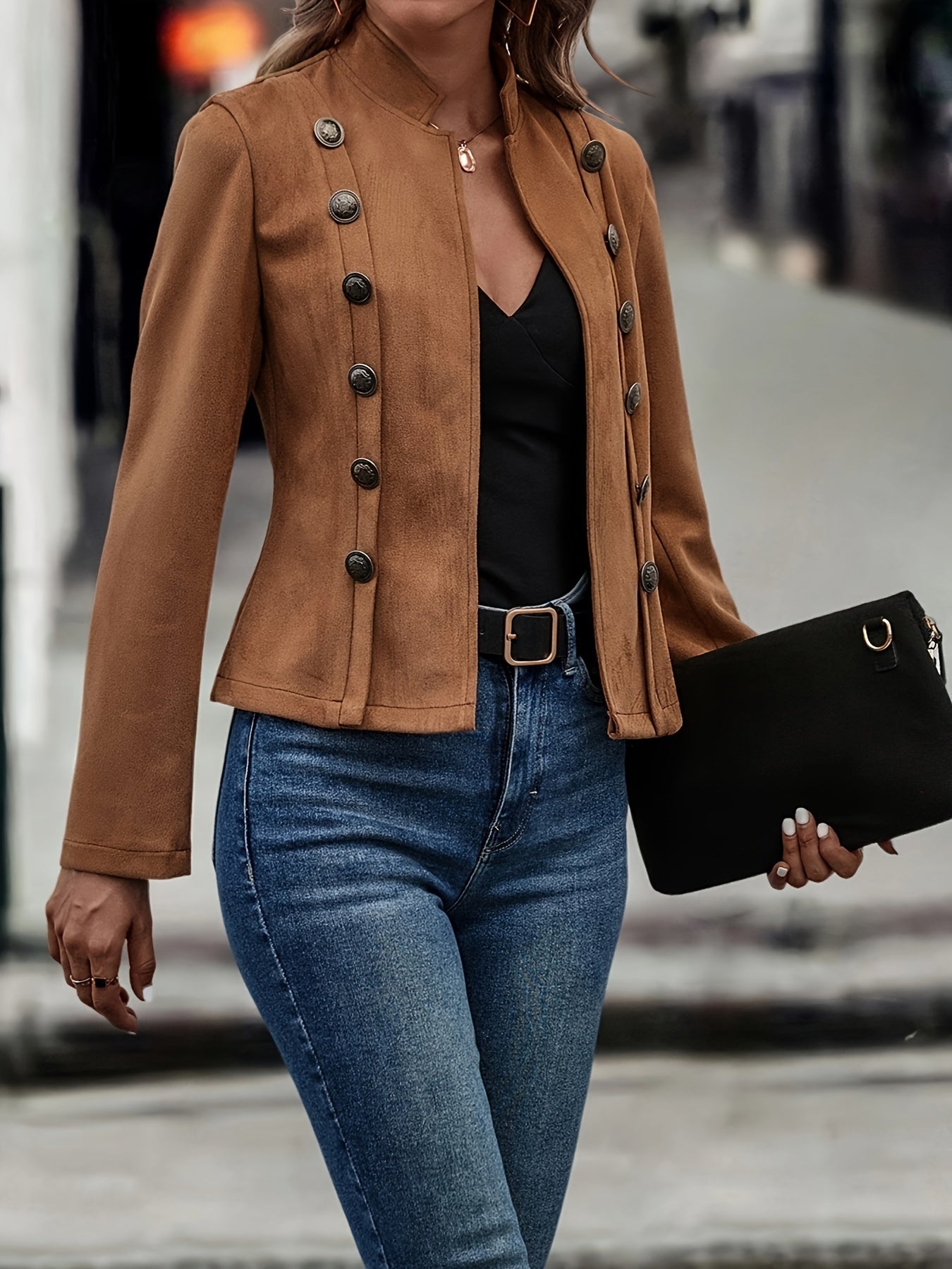 Krohn-e | Militärisch Inspirierte Blazer mit Knopfdetails Polyester Stilvoll und Scharf