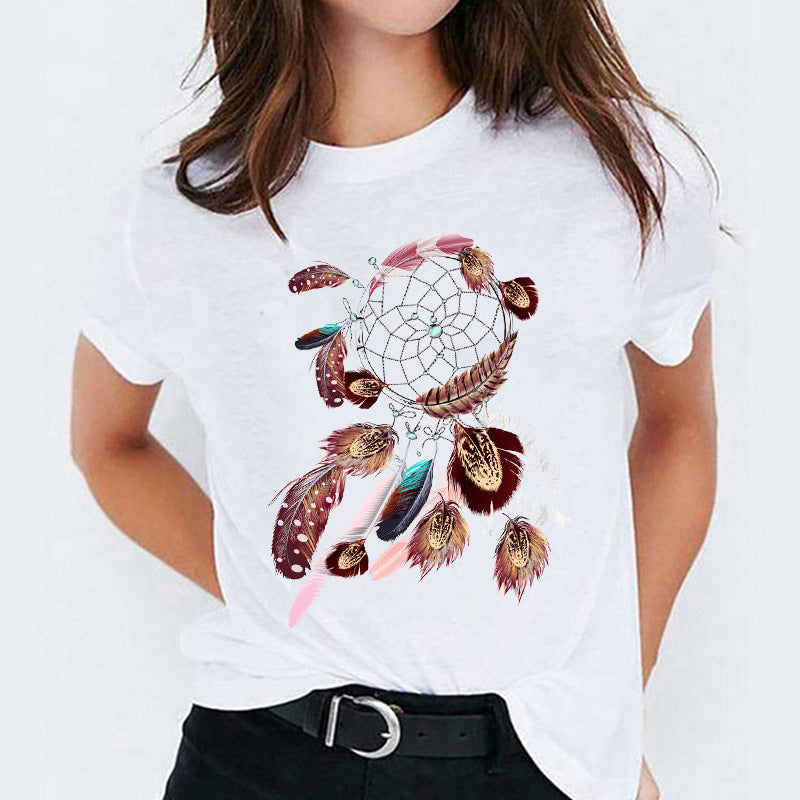 Süßes Cartoon-Shirt mit kurzen Ärmeln von Fudus