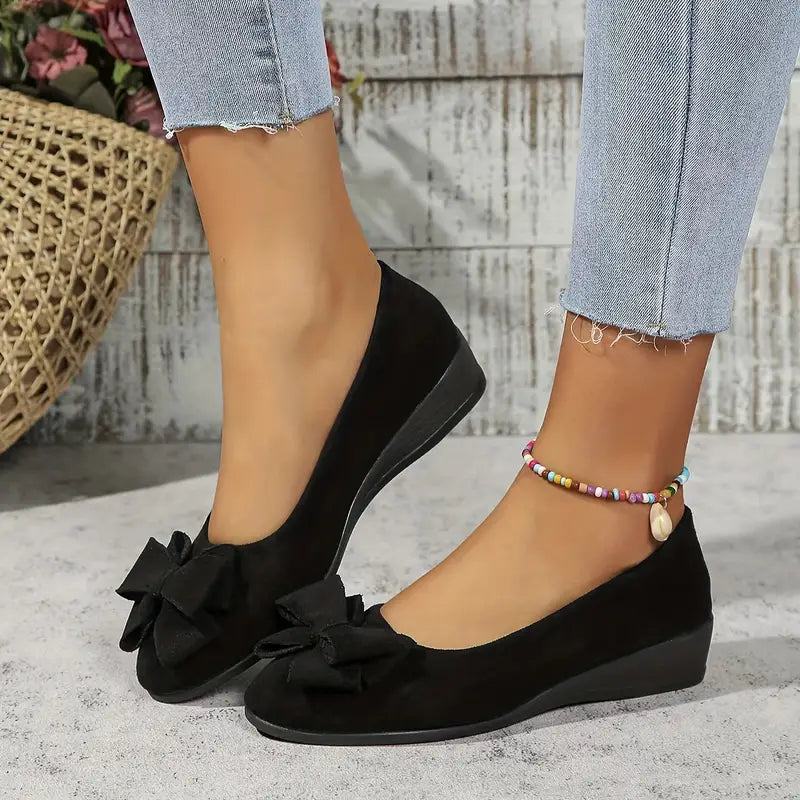 Kelsey Bowknot Dekor Wedge Heel Shoes