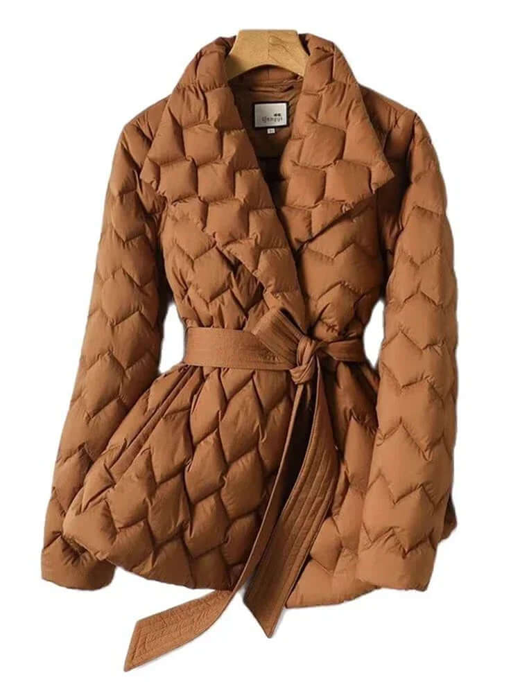Krohn-e | Damen Gürtel-Mittel-Länge Pufferjacke