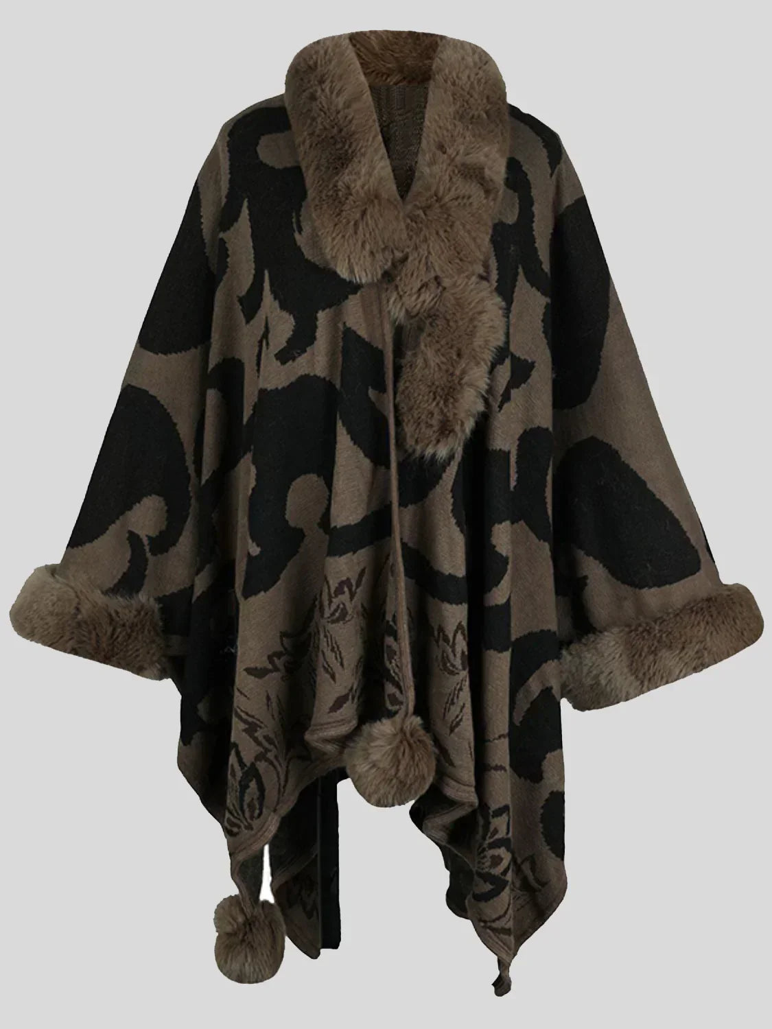 Krohn-e | Stilvolles Poncho für Den Winter mit Druck