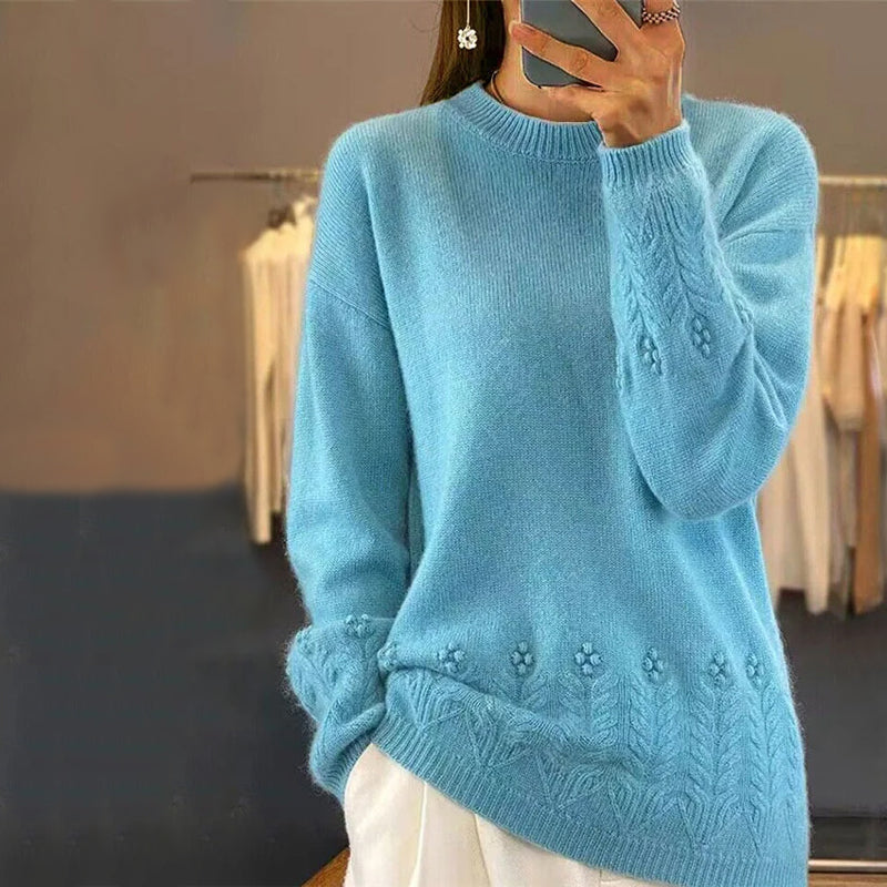 Krohn-e | Strickbluse mit Musterdetails Wolle Komfortabel und Elegant