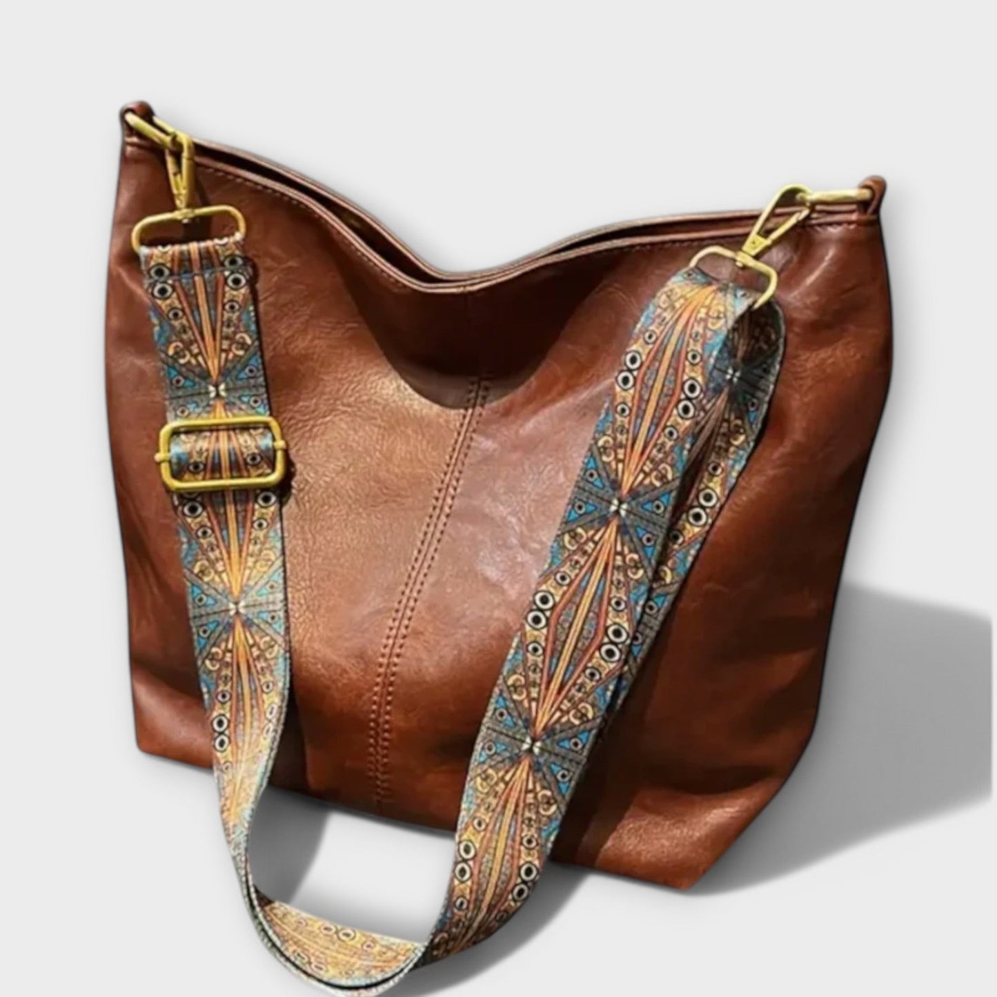 KROHN-E Damen Schultertasche gemusterter Tragegurt
