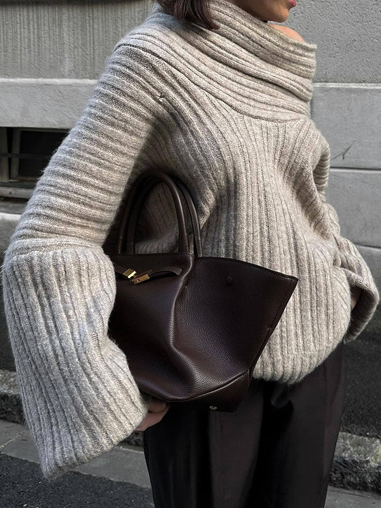 Krohn-e | Rippstrickpullover Weiche Wolle Elegant und Warm