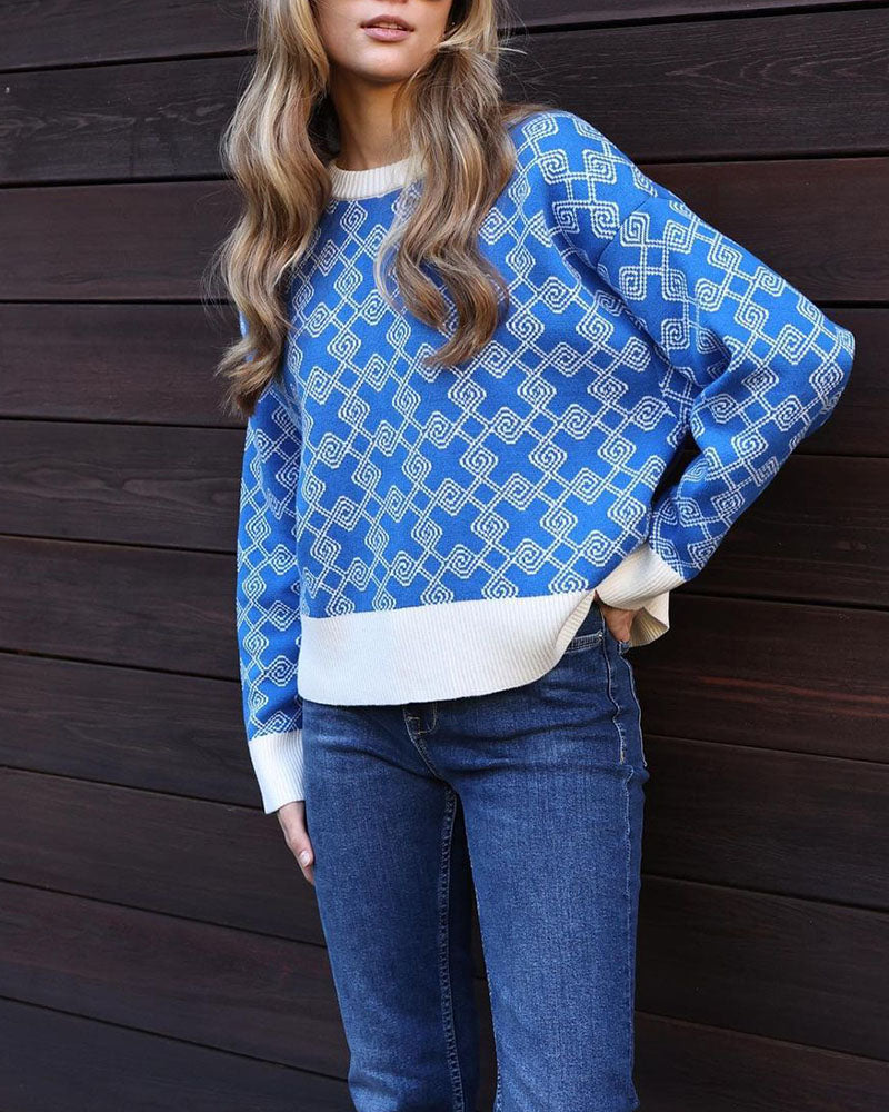 Krohn-e | Muster Strickpullover Weich und Trendy Statement-look